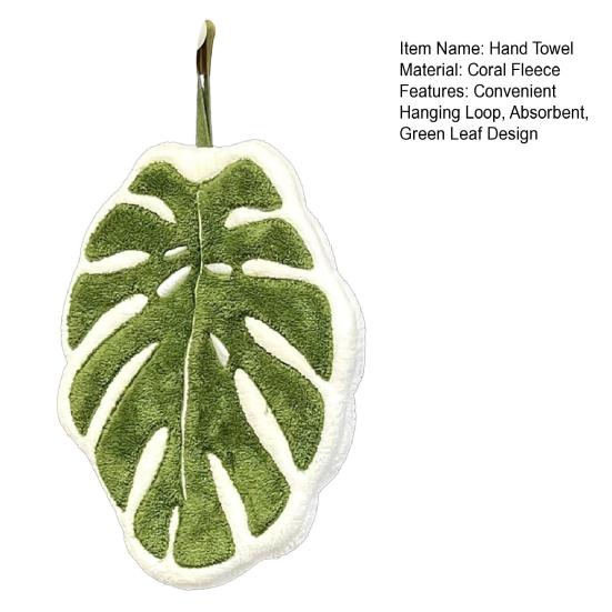Leaf Hand Towel Soft Absorbent Towel Monstera Alocasia Leaf Leaf Hand Towel with Hanging Loop