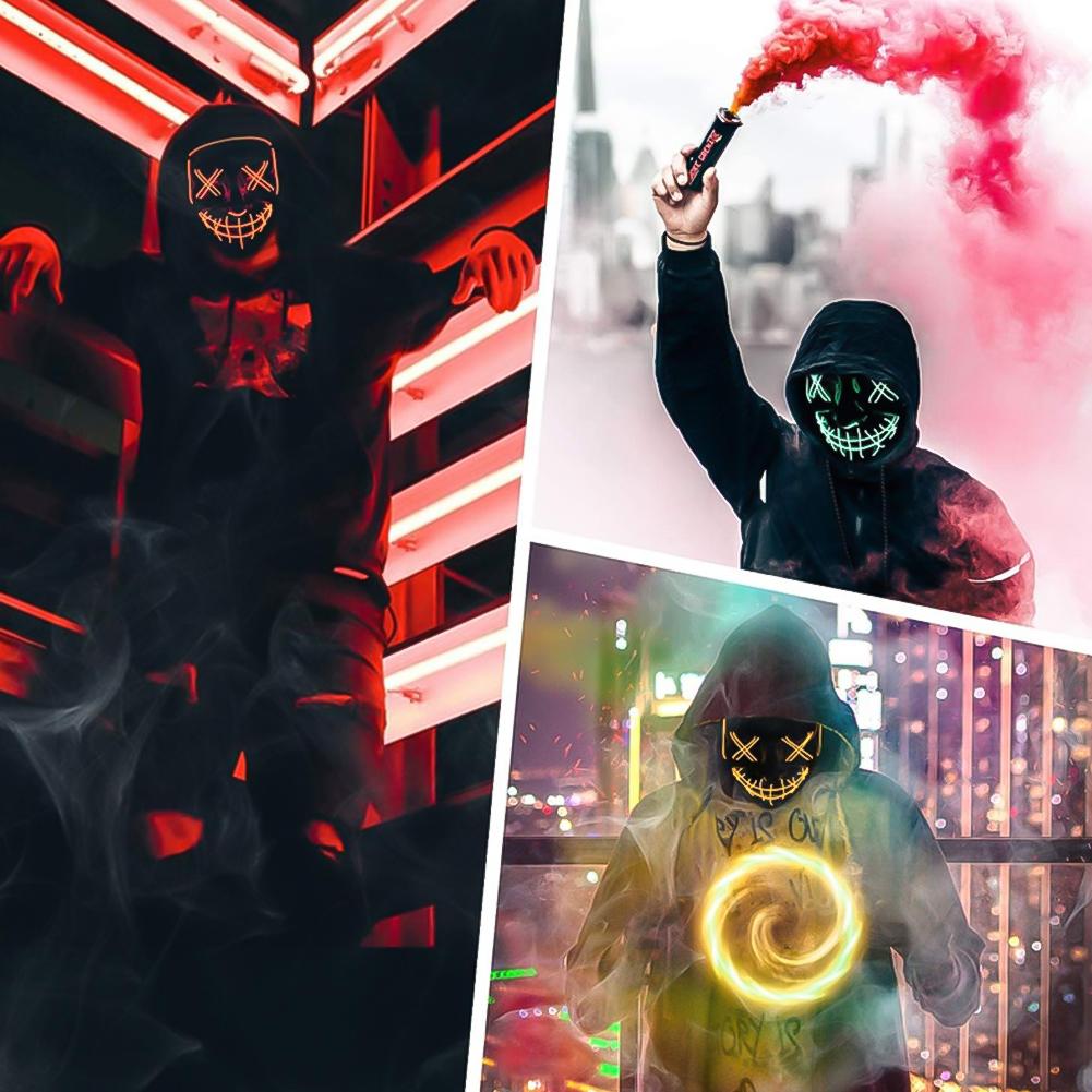 Masca LED Strălucitoare de Halloween Mască LED Petrecere Mască Masti Mascaradă Mască Neon Luminoasă în Întuneric Recuzită Horror Costum Petrecere