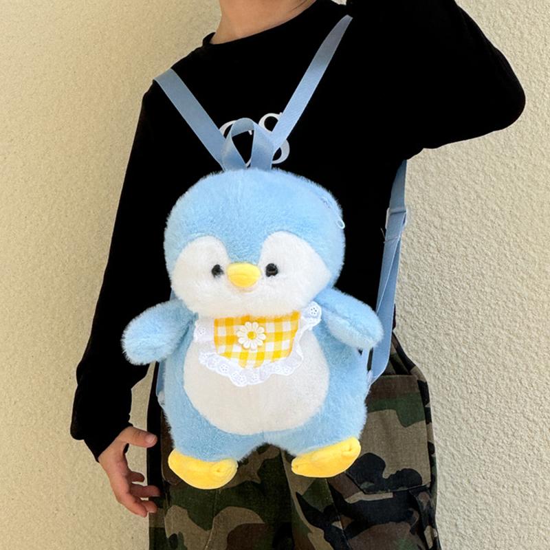 Cartoon  Apron Penguin Backpack Girl Heart Cute Plush Doll Penguin Doll
