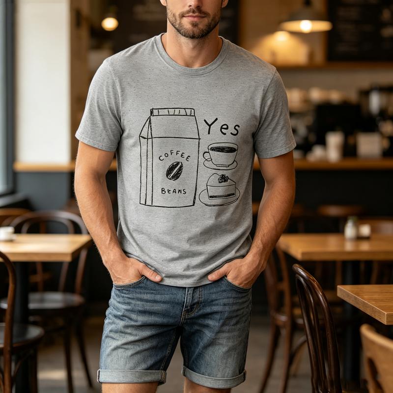 Coffee Beans Sketch Graphic T Shirt Unisex Unisex Crew Neck Short Sleeve Coffee Lover Casual Summer Tops Y2k Top Oversized T Shirt