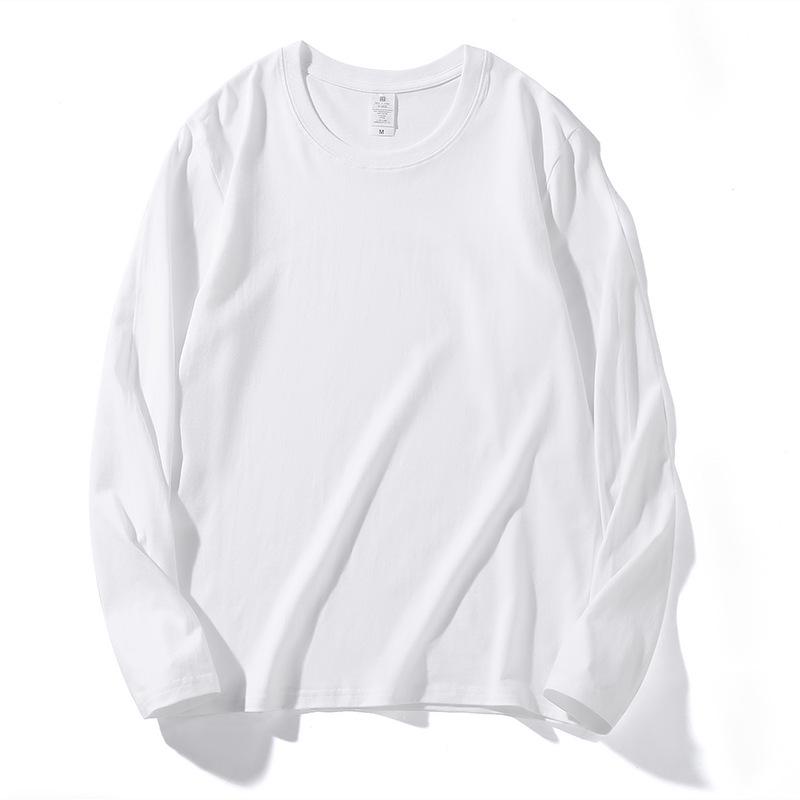 Men's Heavyweight 220g Cotton Long Sleeve Crew Neck T-Shirt, Available In 24 Solid Colors