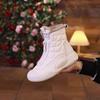 Women's Winter Fur Lined Snow Boots Outdoor Non Slip Faux Leather Ankle Boots With Zipper Thick Sole Warm Plush Lined Bootie High-Top Shoes for Female