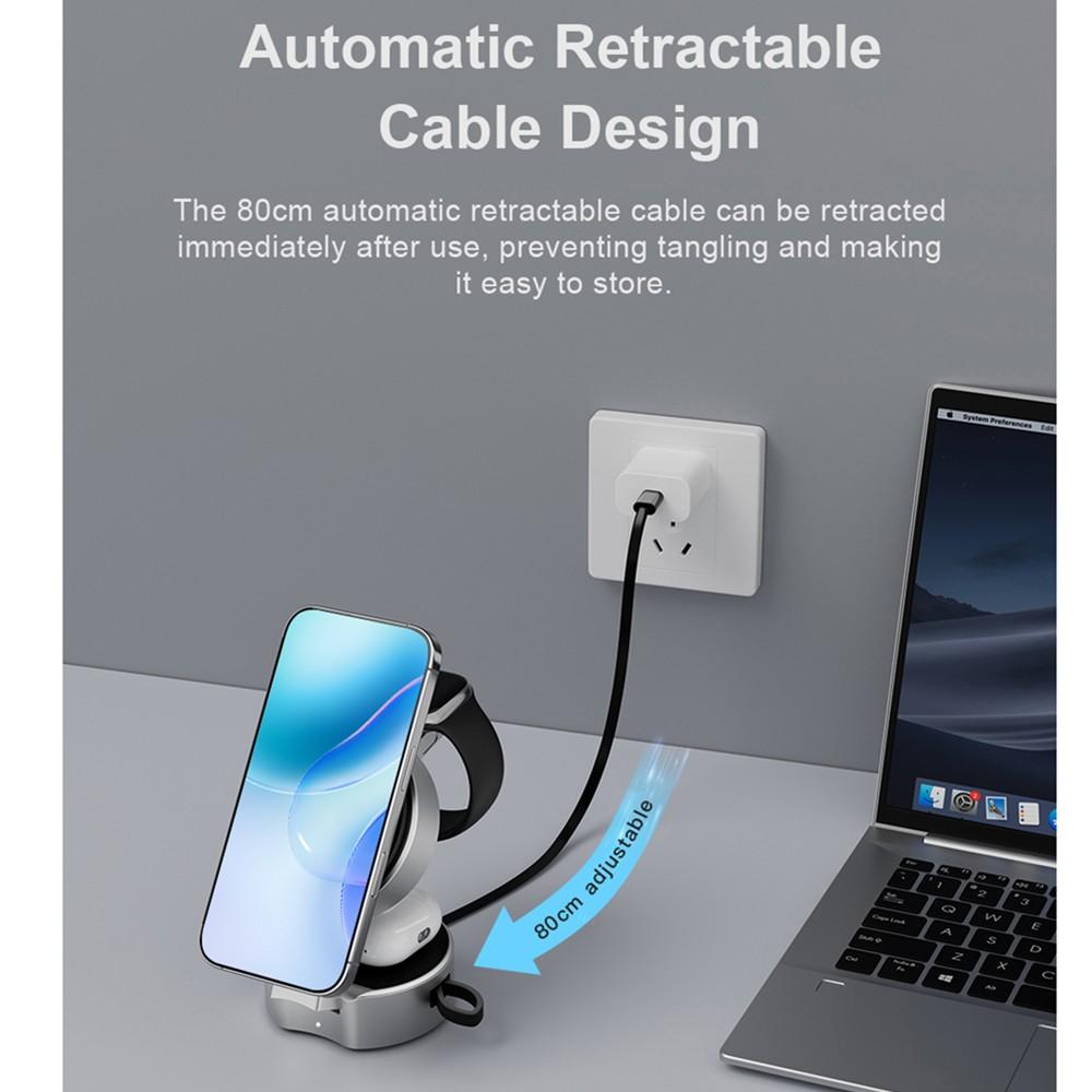 Trending Products New Arrivals Retractable Data Cable Foldable 25W Fast Charger 3 in 1 Magnetic Charger Holder for iphone 16 15