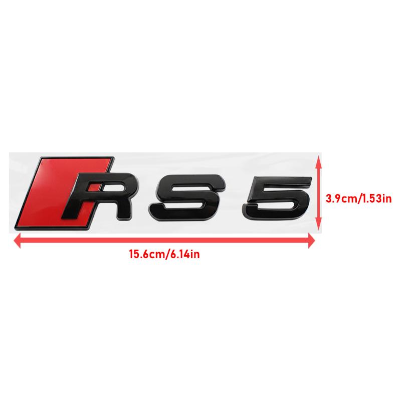 2026 192mm 273mm ABS 4 Ring Logo Car Hood Front Bonnet Grill Rear Trunk Emblem For Audi RS5 2016-2020 Badge Sticker Auto Accessories