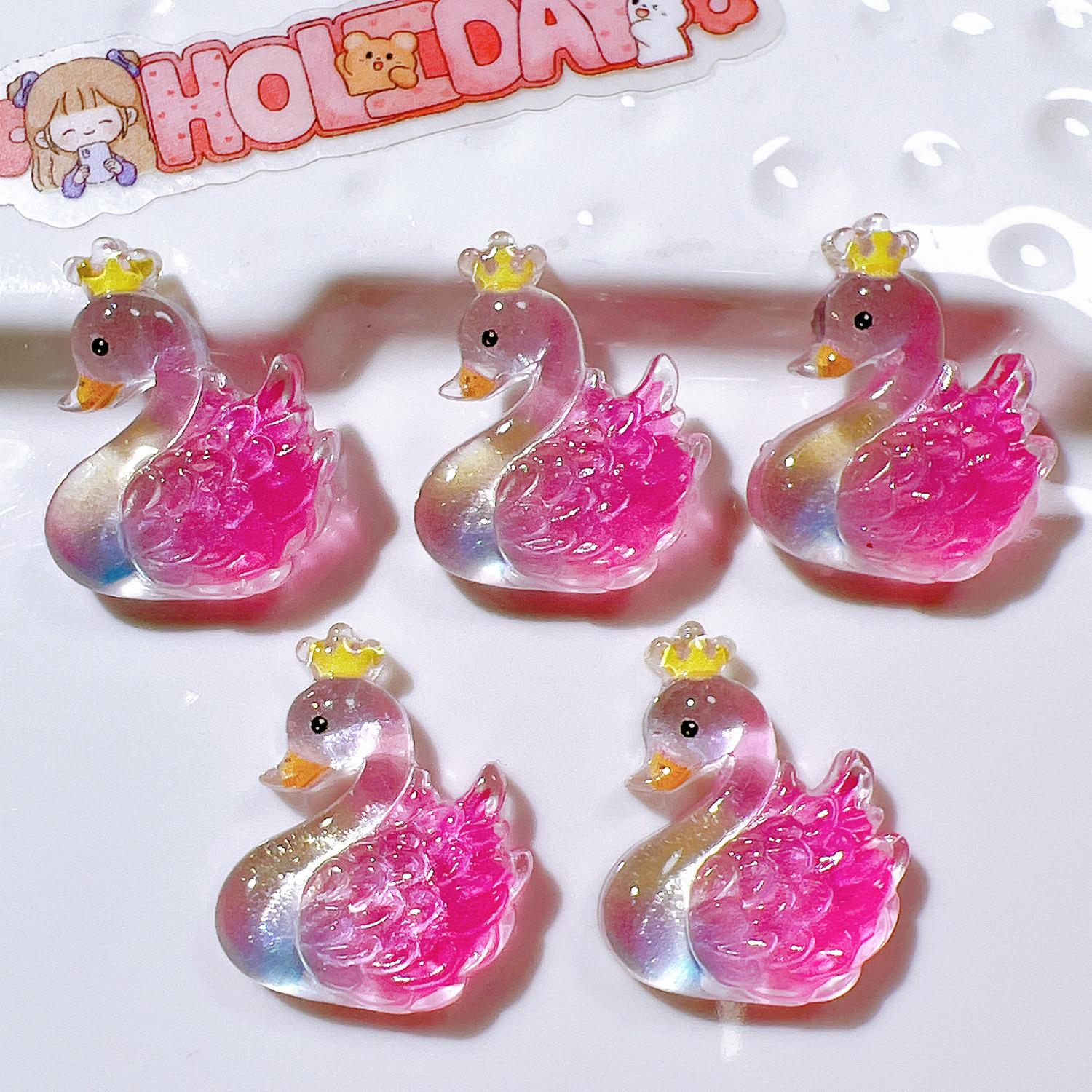 

8Pcs New Cute Cartoon Rabbit, Bear, Butterfly, Goose, Dinosaur, Cat Flat Back Ornament Jewelry Bows Accessories