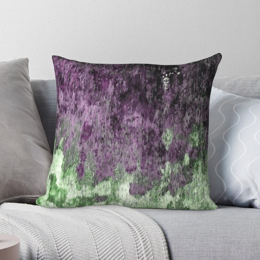 Purple Green Abstract Square Pillowcase Polyester Linen Velvet Pattern Zip Decorative Room Cushion Cover Wholesale 45x45