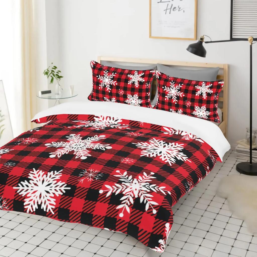 Comforter Winter Merry Xmas Theme Delicate Snowflakes Cold Freezing Weather Vintage Holiday Pattern Room Decorative Women Kids