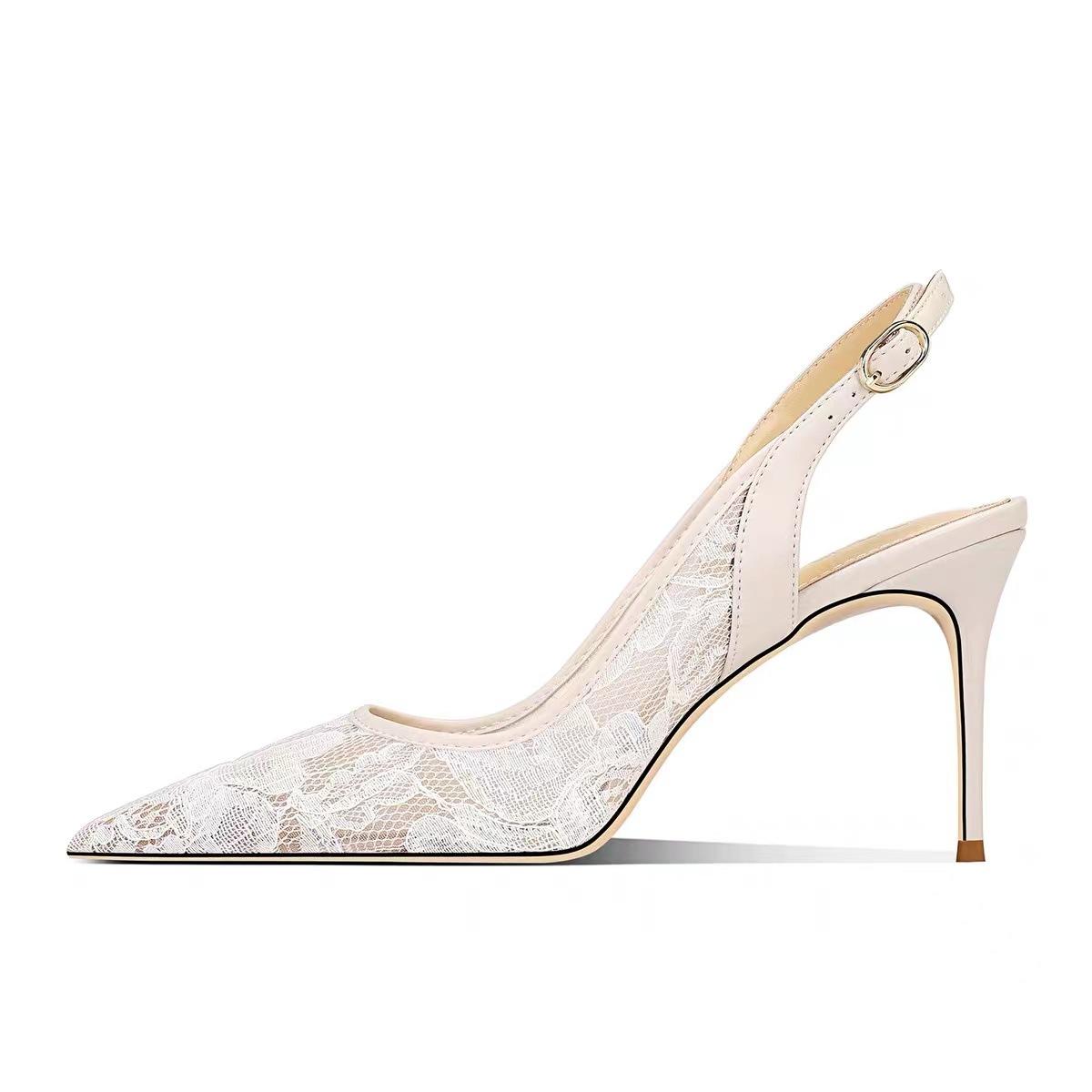 

Baotou sandals women wear high-heeled sandals women s summer new models are not tired, pointed feet French large size wide feet high heels 43