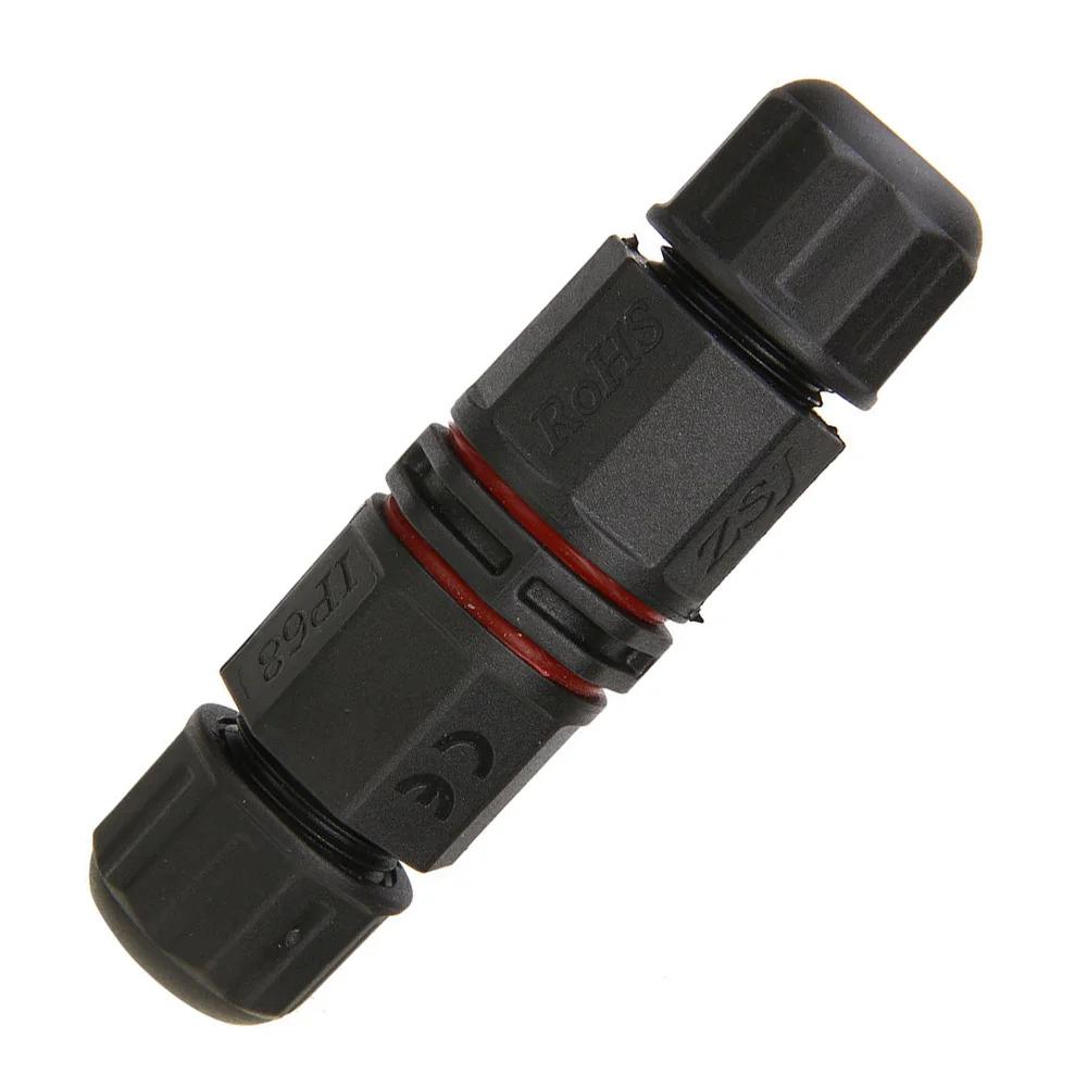 Easy To Use IP67 Waterproof Electrical Connector Cable Wire 3 Pin Screw Fixed Black Outdoor Socket For Electrical Wire