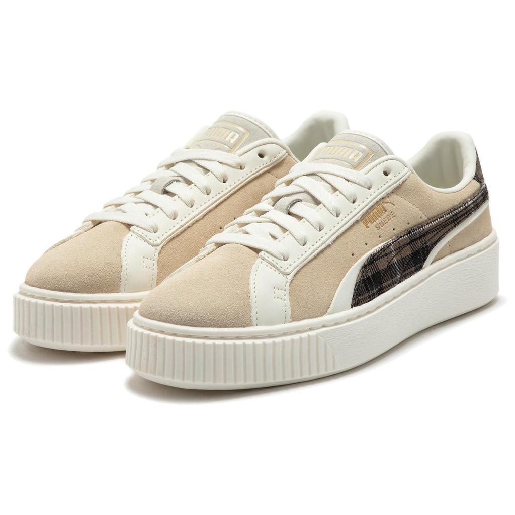 Puma Suede Platform Retro Casual Shock Absorbing Durable Low Top Sneakers Women Sneakers Almond 395228-02