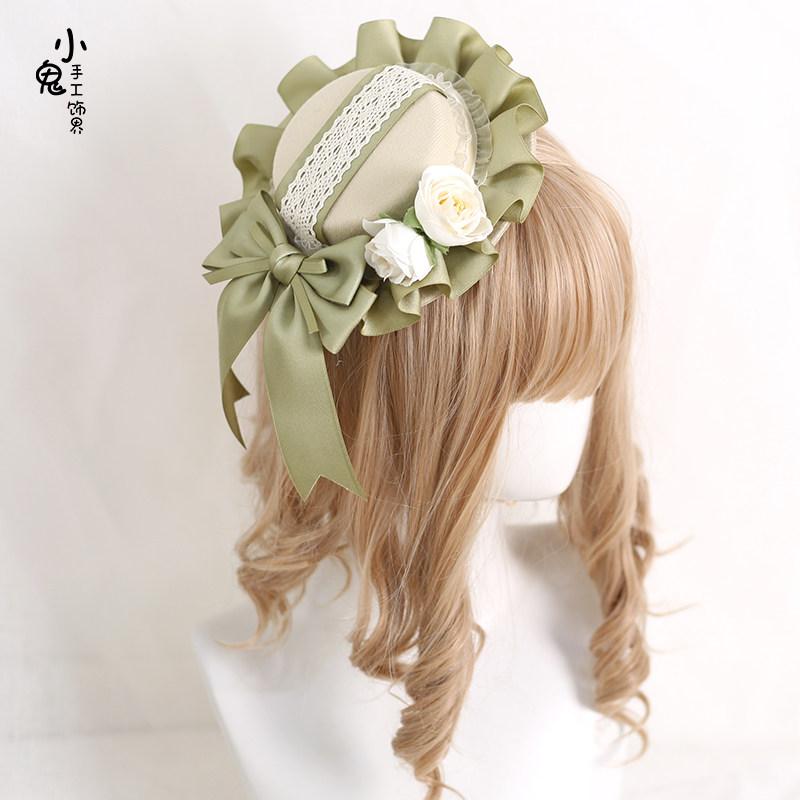 Original Mori Pastoral Lolita Hair Accessories Hanfu Top Hat Lolita Gentle Cla Headband Hairpin
