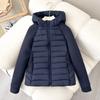 European and American cotton-padded clothes women's clothing splicing fashion down cotton-padded clothes jacket slim and thin stand-up collar cotton