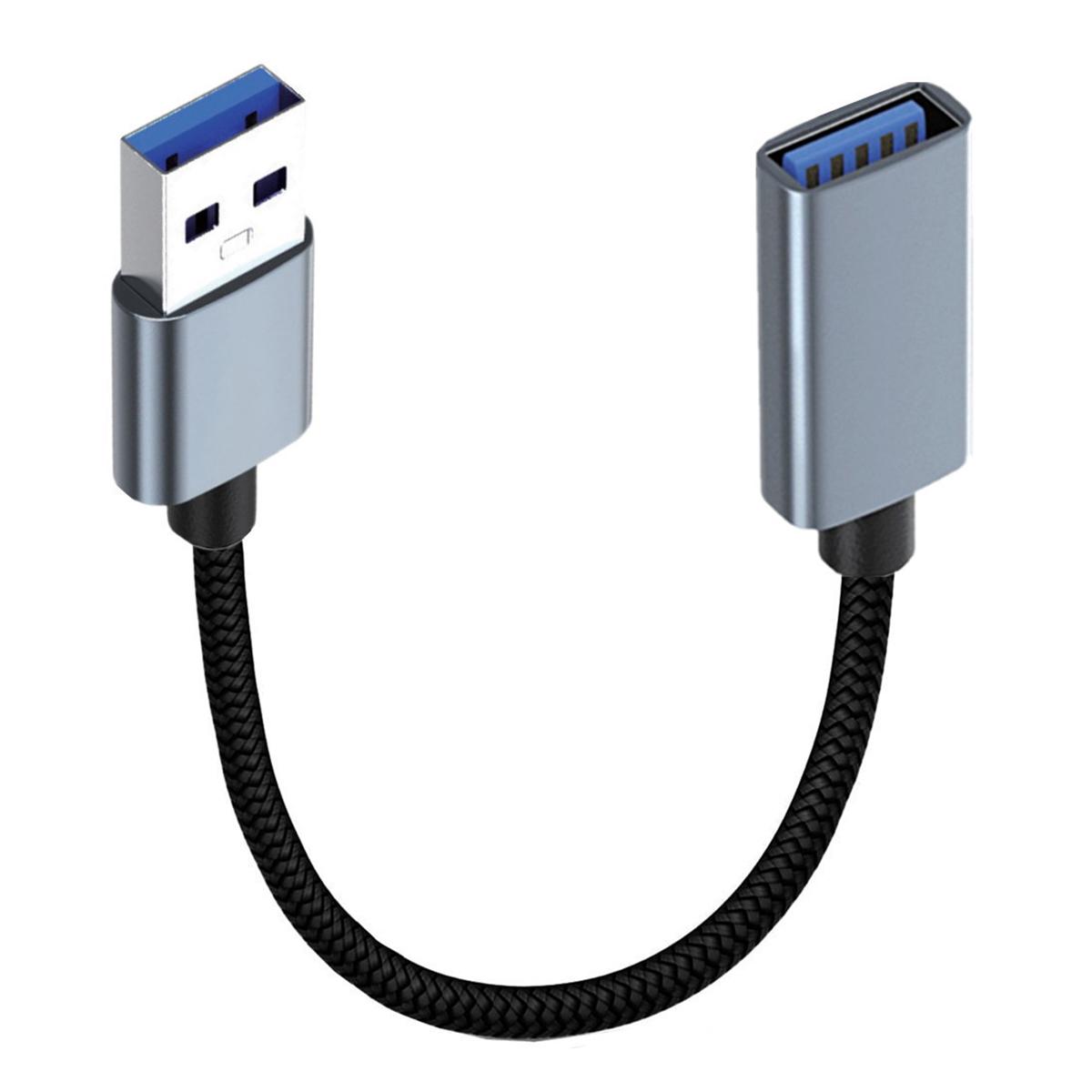 

U3-075-AF 0.3m USB 3.0 Male to USB 3.0 Female Extension Cord 5Gbps Disk SSD Camera Data Cable (Silver Shell) As Shown A