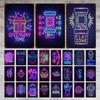 Neon-Spielschild, Metallschild, Vintage-Blechschild, Metall, Vintage-Bar, Vintage-Wanddekoration, Bar, Club, Loch, Metallposter