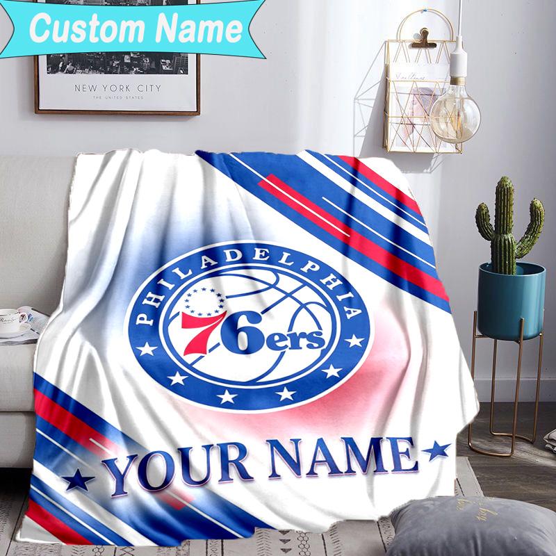 Custom Name Blanket Philadelphia Basketball Team Blanket Bedding Blanket for Travel, Camping, Living Rooms, Offices, Sofas, Fan Christmas gift