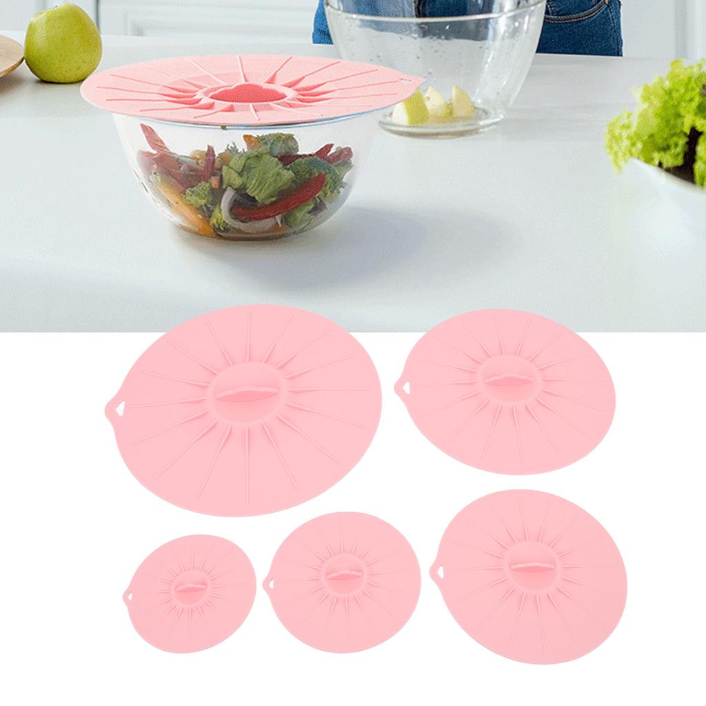 Silicone Lid Set Heat Resistant Reusable Microwave Splatter Cover Food Suction Lid for Bowls Pots Pans 5pcs