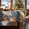 Christmas Tablecloth Digital Print - Winter Snowman Reindeer Xmas Tree Dining Table Festival Decor Table Cover