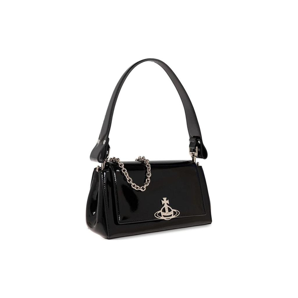 Vivienne Westwood Hazel Iconic Orb Plaque Detail Removable Chain Shoulder Strap Calfskin Medium Shoulder Crossbody Bag 4304006QUL001ON403