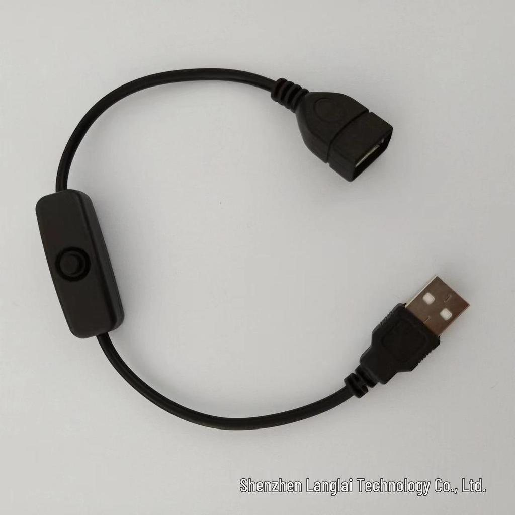 DC5521 USB Power Switch Extension Cord - Black & White