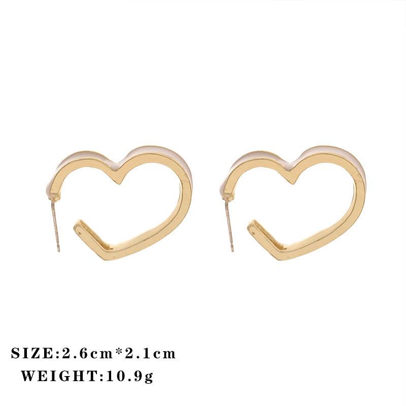 White Enamel Oil Open Heart Drop Earrings for Women Golden Hollow Out Geometry Dangle Earrings Trendy Party Simple Zircon Gift