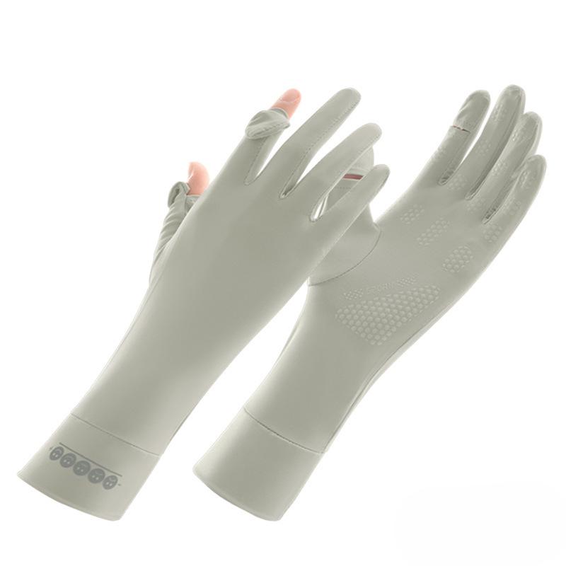 Summer Women's UV Protection Finger Exposed Extended Ice Silk Sleeve Gloves for Driving  Cycling Sports  Takeout  Anti Slip and Sun Protection