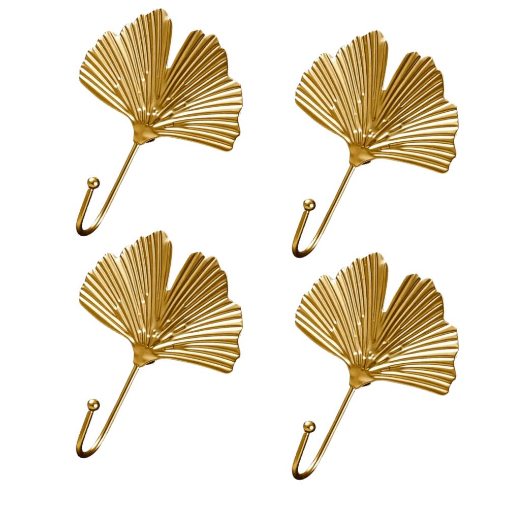 4pcs Ginkgo Leaf Shaped Wall Hanging Hooks Iron Material Kitchen Hanging Hooks  Kitchen Use