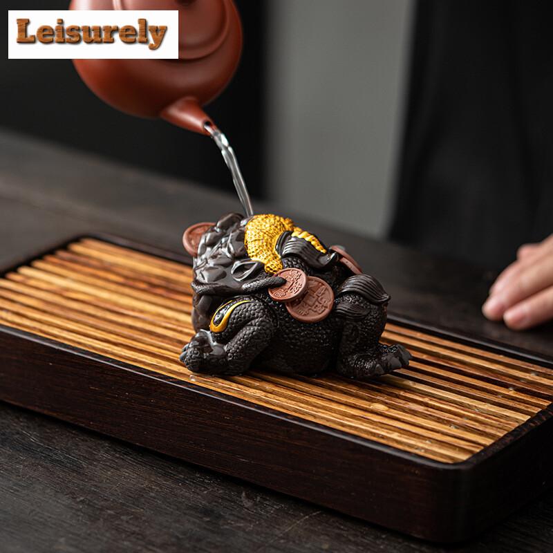 Purple Sand Golden Toad Tea Pet Small Ornaments Attract Wealth and Can Be Raised Mud Personalized Tea Play Toys Sculpture Crafts