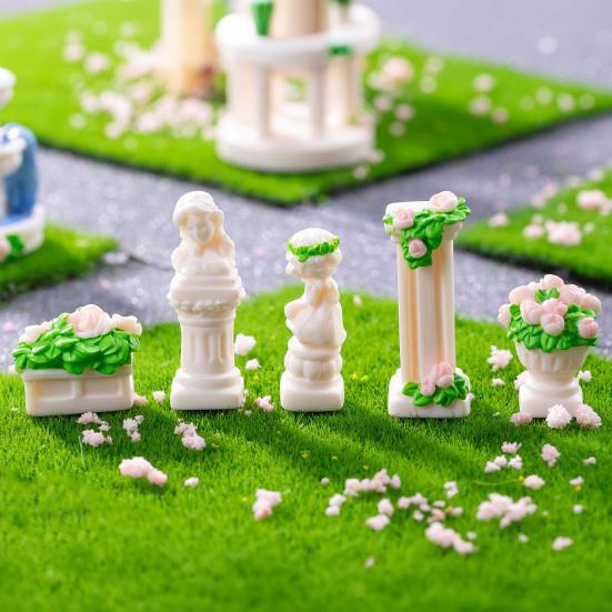 Mini Fairy Garden Accessories Miniature Tiny Waterfall Pavilion Roman Column Figurine for DIY Crafts Micro Landscape