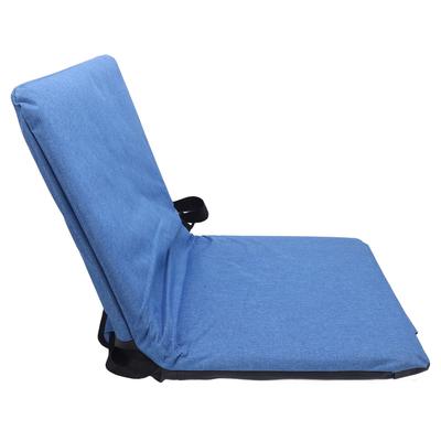Foldable Stadium Chair Cushion with Metal Frame, 4cm Thick Bottom, Shoulder Strap, Portable for Camping, Picnic, Blue