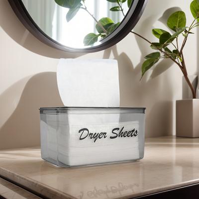 Dryer Sheet Holder, Dryer Sheet Container with Label, Tissue Box, Acrylic Storage Box Dryer Sheet Dispenser, Clear Organisers