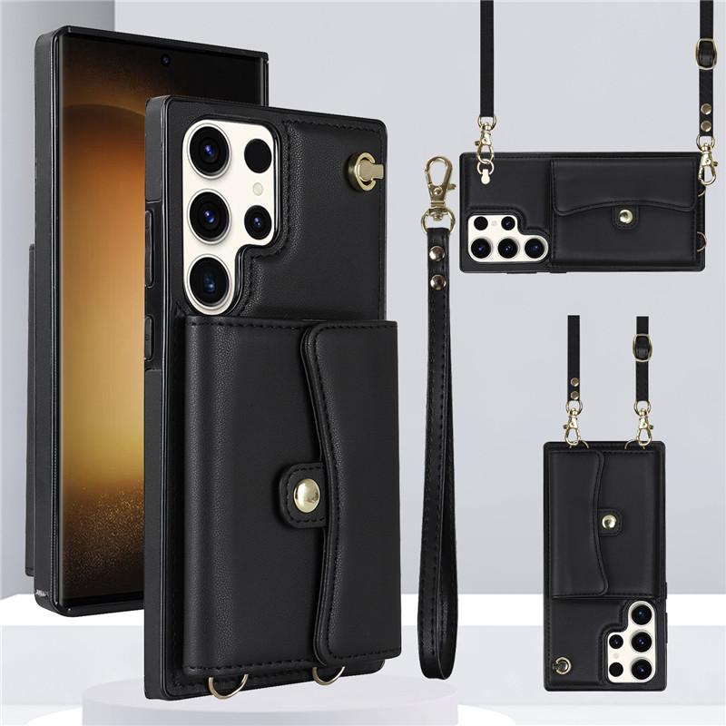 Lanyard Leder Geldbörse Handyhülle für Samsung Galaxy A16 A55 A35 A15 A14 A54 A73 A53 A13 A52S A12 A51 A71 Klapptasche Halter Abdeckung