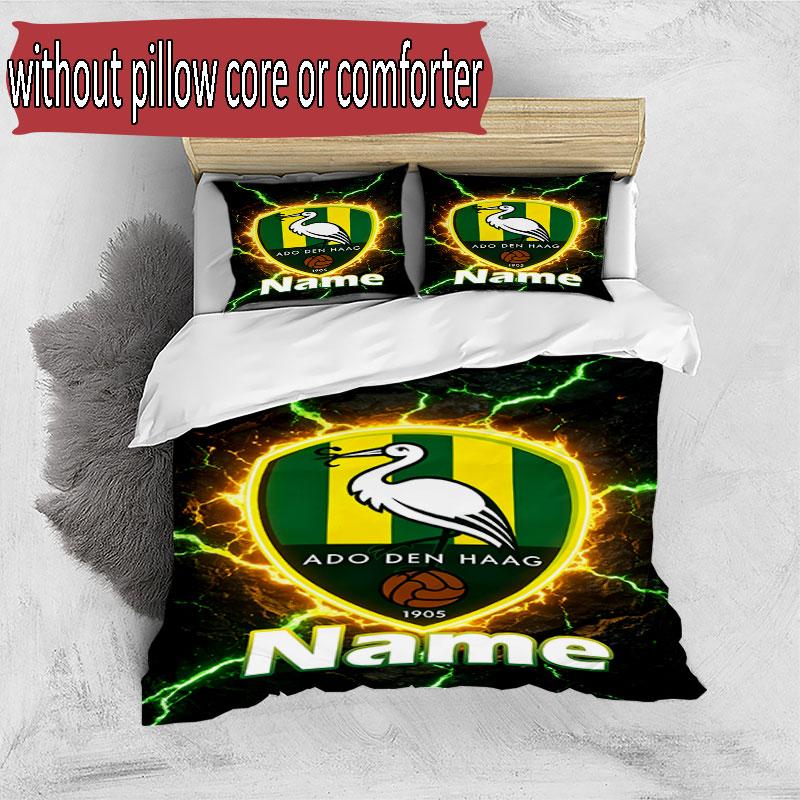 3pcs Duvet Cover Set (1*Duvet Cover + 2*Pillowcase, Without Core), Custom Name ADO Den Haag Pattern Bedding Set, Home Bedroom Decor Gift