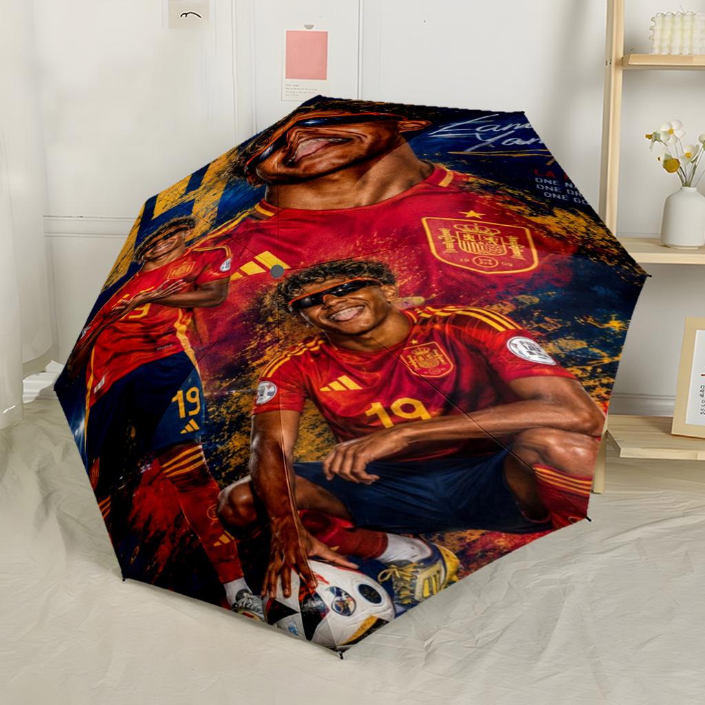 Lamine Yamal's Lamine Yamal's Barcelona Debut Automatic Umbrella Compact 8-Rib Design Lightweight All-Season Use Fashion Lovers Gift for Festivals