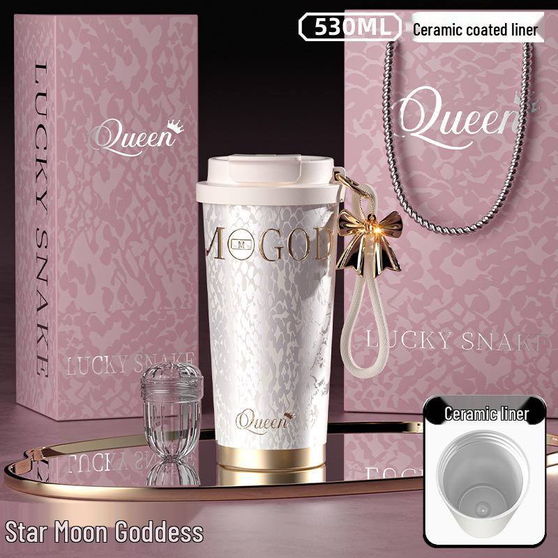 Goddess Ceramic 316 Insulated Coffee/Water Gift Cup with Straw