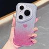 KEYSION Gradient Love Heart Wavy Phone Case for Huawei Pura 70 80 Pro 80 70 Ultra Glitter Jewelled Lens Protector Shockproof Cover