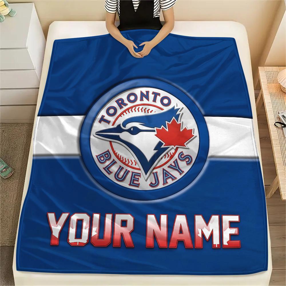 Custom Name Toronto Blue Jays2 Flannel Blanket, High quality Comfortable for All Seasons, Home Decor, Warmth and Comfort
