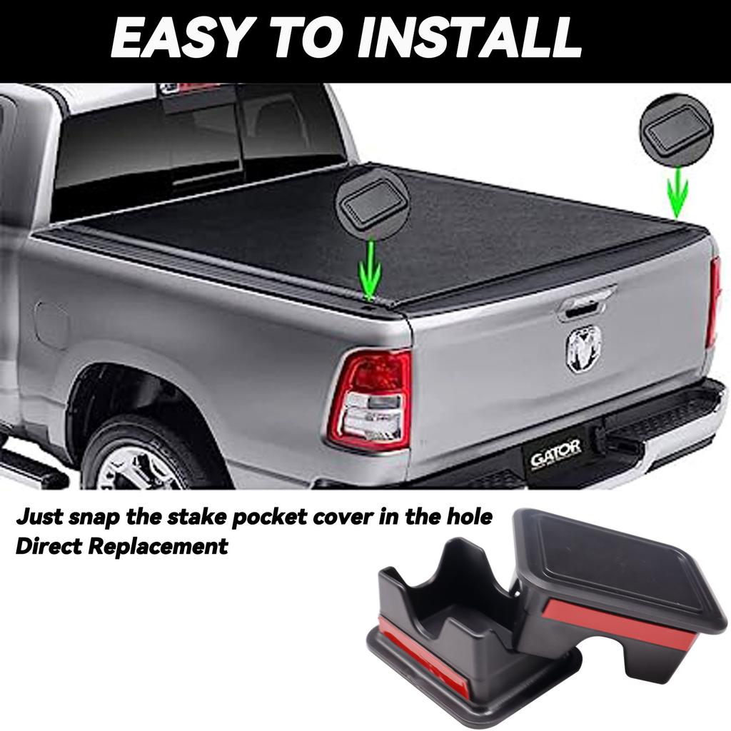 2 stücke Kofferraum Hinten Bett Schiene Stake Tasche Abdeckungen Loch Stecker Kappen Zubehör für Dodge Ram 1500 2500 3500 2019-2023 schutzhülle