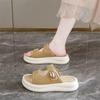 Non-slip Thick-soled Slippers for Women's Outerwear 2025 Summer New Models with Skirts Casual Versatile Beach Soft-soled One-word Sandals