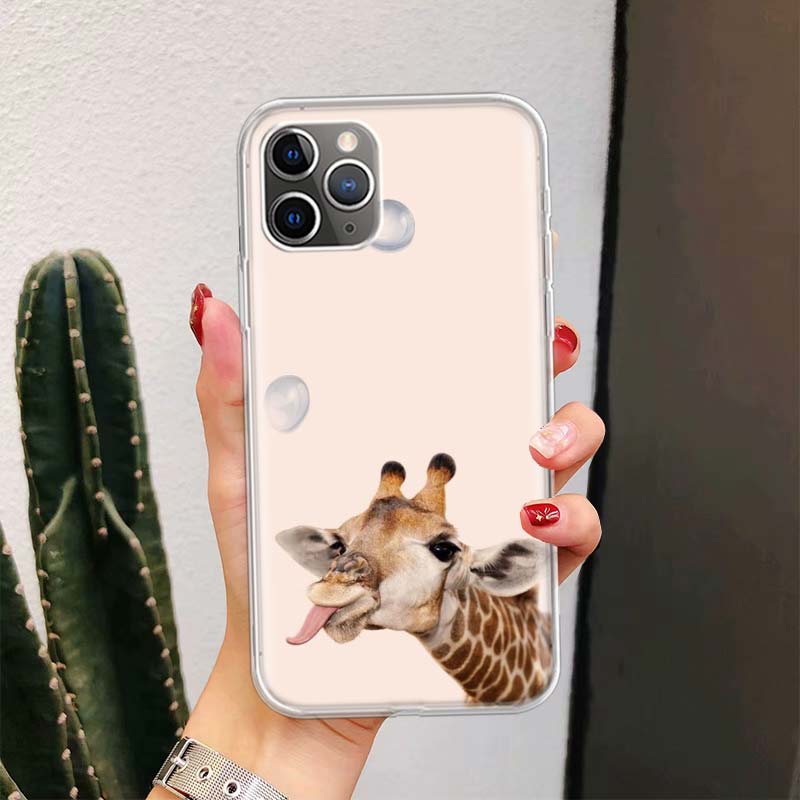 Cute Cartoon Giraffe Animal For iPhone 17 Air 16 15 14 Plus 13 Mini 12 11 Pro Max Phone Case 16E 7 Print 8 SE Fundas Cover Soft