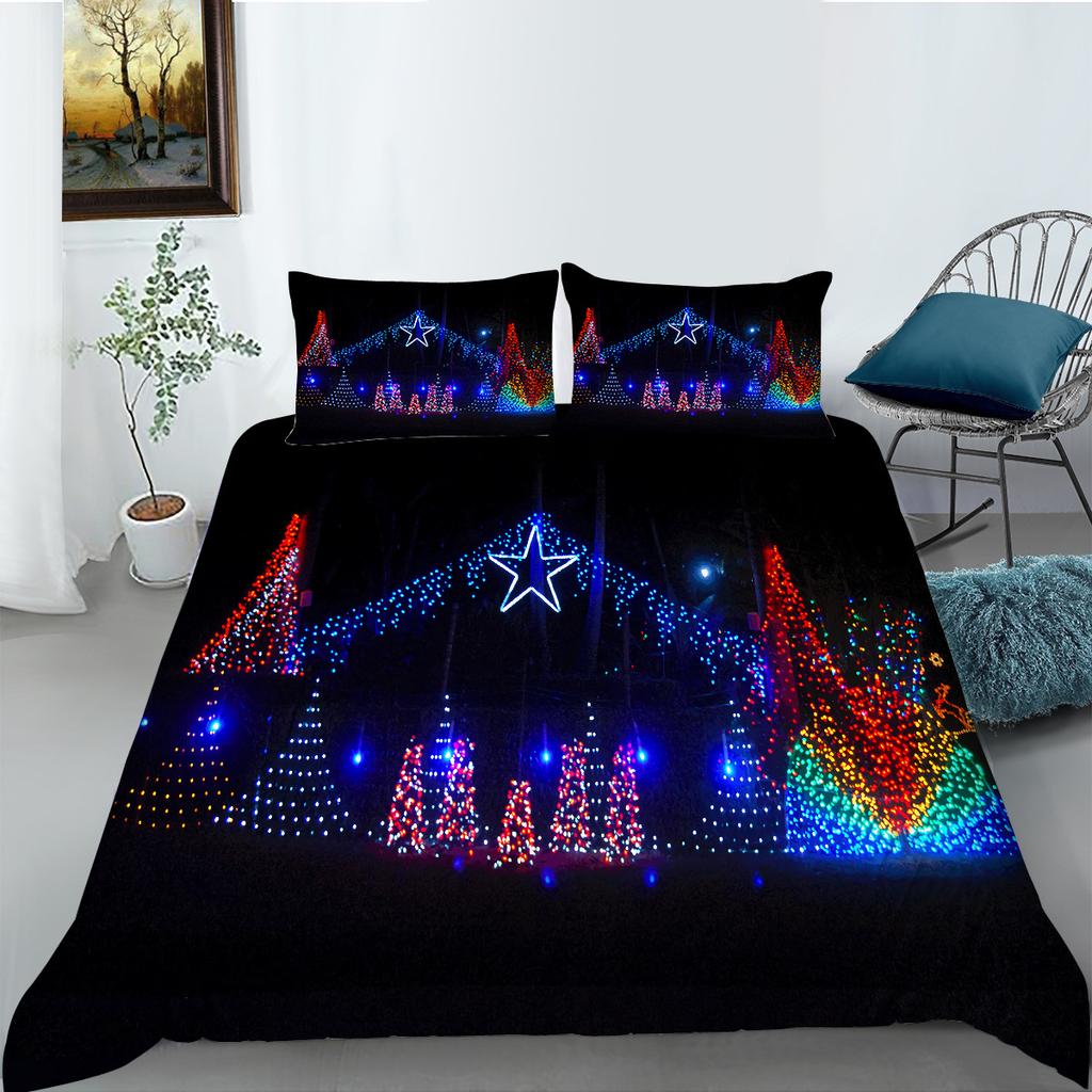 Weihnachtsgeschenk Serie Bettbezug Kissenbezug Zwei- oder Dreiteiliges Set Polyester Digitaldruck Feiertagsdekoration