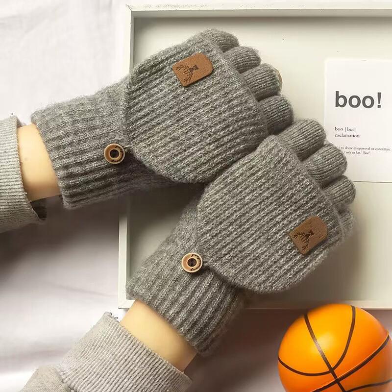 1Pair Knitted Fingerless Gloves Winter Thicken Warm Touch Screen Gloves For Men Women Warm Half Finger Thickened Gloves Gifts