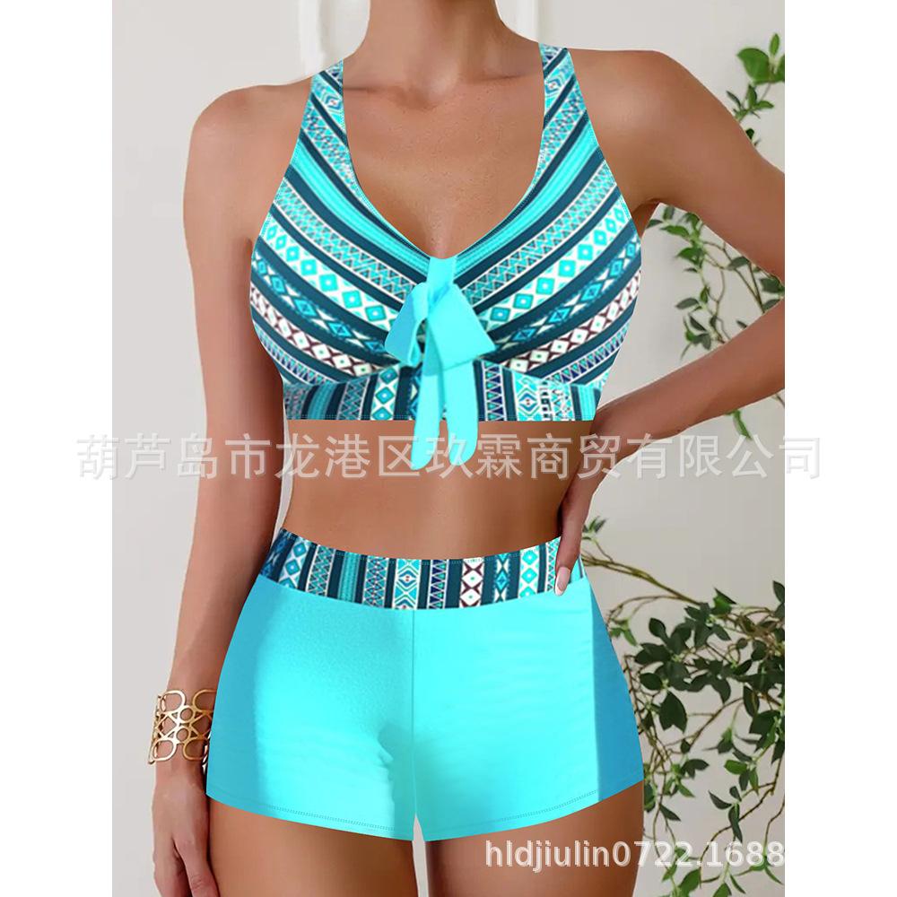 New swimsuit women s split plus size boxer women s skirt bikini print swimsuit S