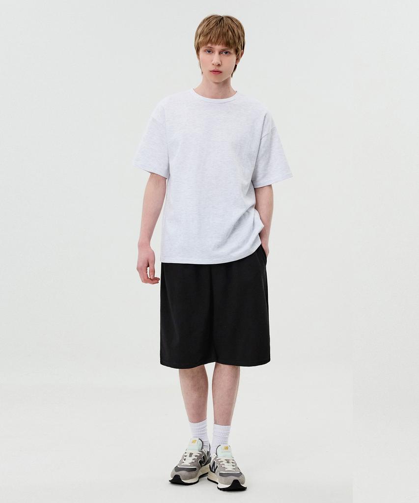 TOPBOY Double-Sided Overfit Crew Neck Short Sleeve T-Shirt White Melange