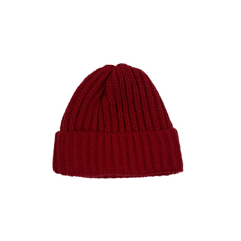 Wool Hat Women's Big Head Circumference Shows a Small Face, Loose Autumn and Winter Basic Solid Color Knitted Hat Student Head Cover Cold Hat