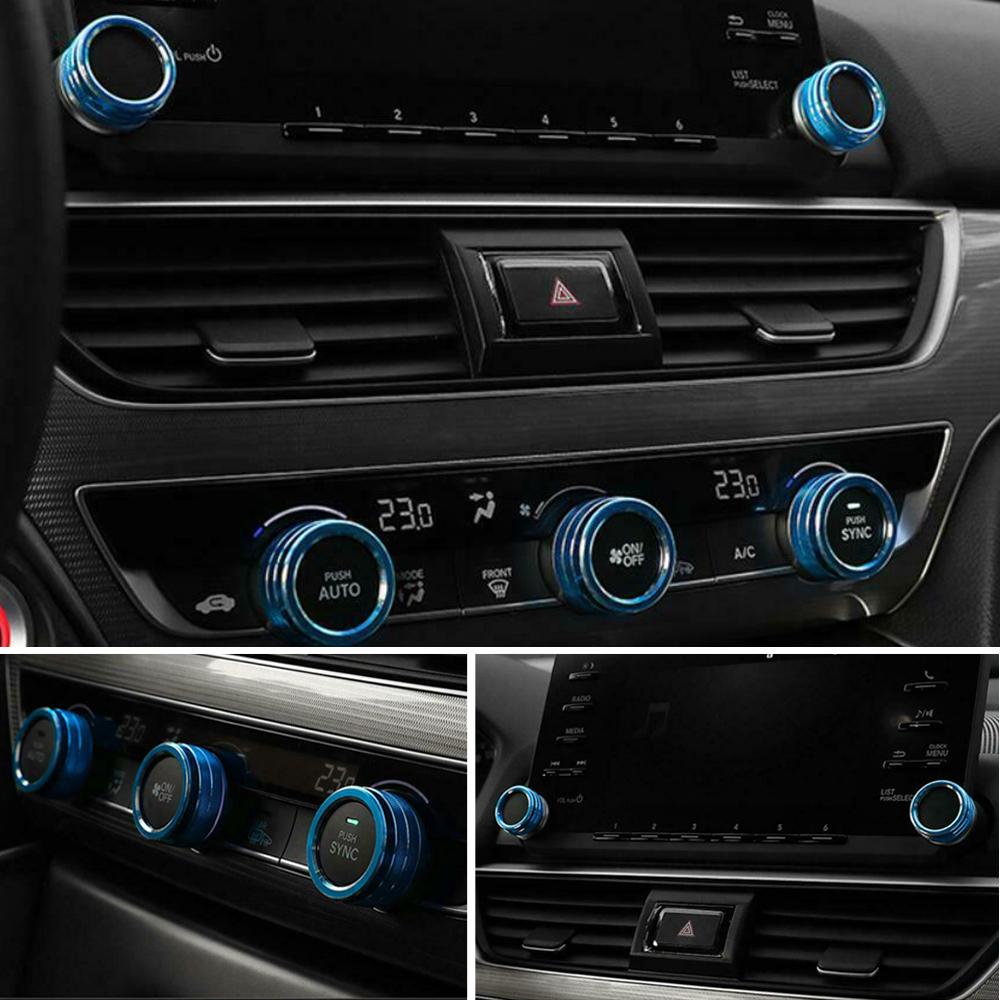 Buy 5 Pcs Interior Dashboard Button Cover Trims Circle Blue For Honda