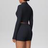 Women's Slim Fit Zip-Up Jacket & High-Waist Butt-Lifting Shorts Yoga Set