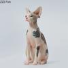 Mini Hairless Cat Model Creative Tattoo Cat Resin Simulation Animal Statue Decoration Modern Car Home Decoration Accessories