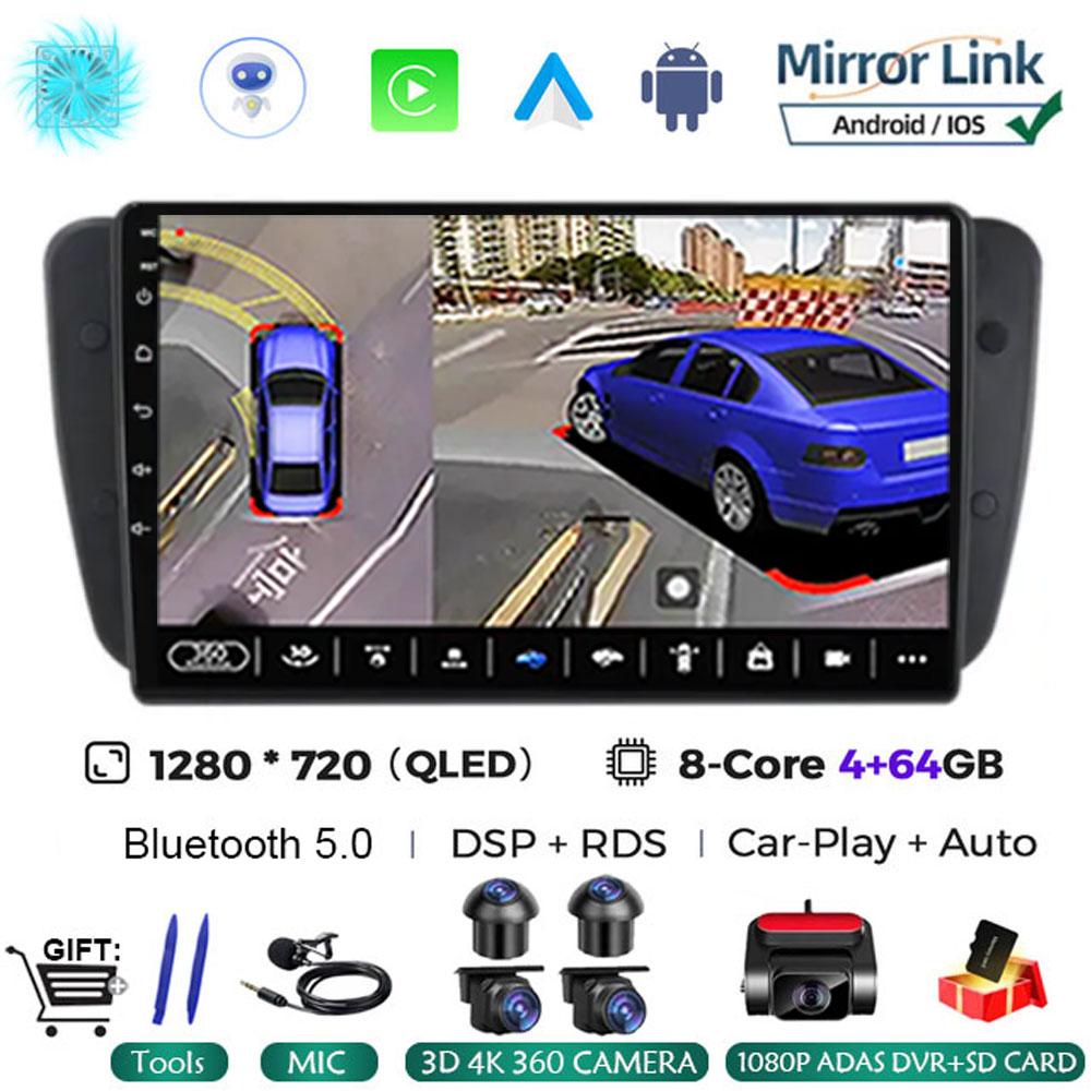 Android 14 Car Radio For Seat Ibiza 6j 2009 - 2012 Multimedia Video Player QLED Touch Screen GPS Navigation Carplay Auto Stereo