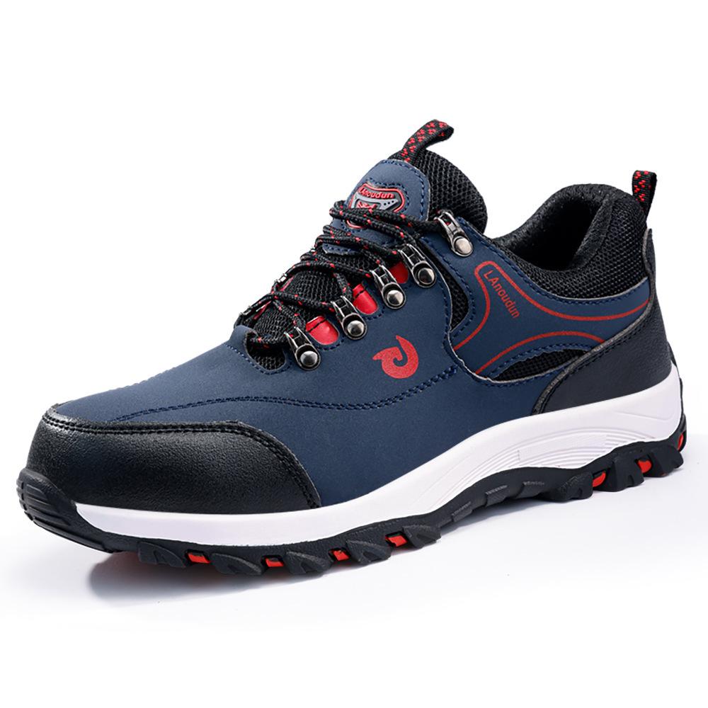 Blue Gull Shield Men's Steel Toe Safety Shoes: Anti-smash, Puncture-resistant, Wear-resistant, Anti-slip, Comfortable Labor Protection Footwear.