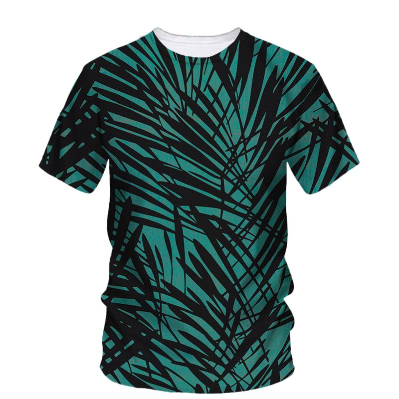 Summer Originality Plant Leaves Graphic T-shirts Trend Casual Personality Fun Printed O-neck Short Sleeve Men's T-shirts